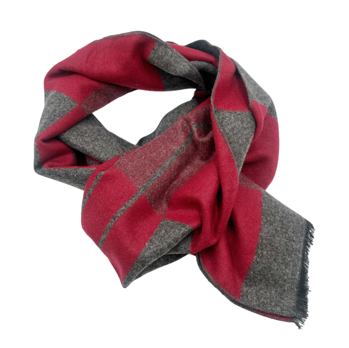 Esarfa barbati Cashmere CLAUDE, Rosu Gri [1]