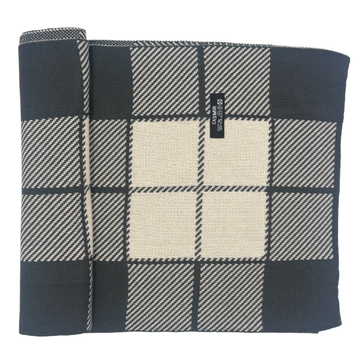 Esarfa barbati Cashmere DARIO, Gri antracit/ Crem, 30x190cm [2]