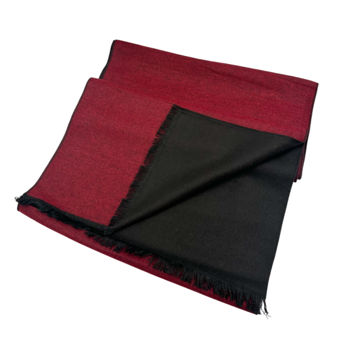 Esarfa barbati Cashmere NATHAN, Cu 2 fete, Bordo/ Negru [2]