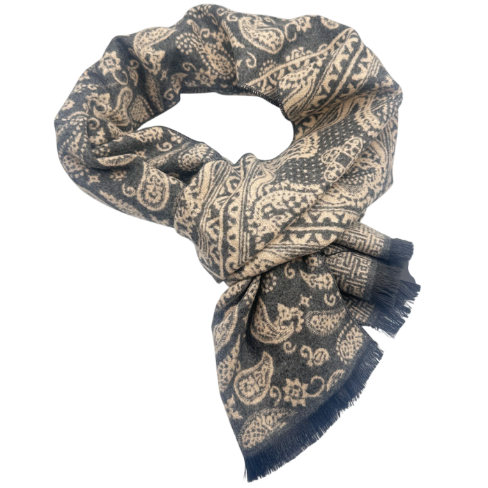 Esarfa barbati Cashmere MONTCLAIR reversibila gri cu bej [3]