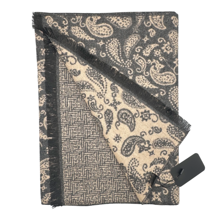 Esarfa barbati Cashmere MONTCLAIR reversibila gri cu bej [2]