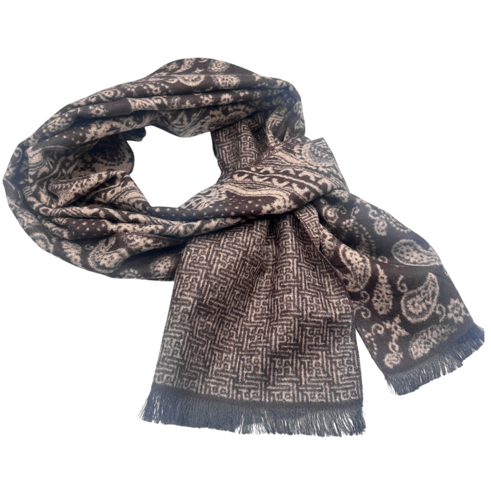 Esarfa barbati Cashmere MONTCLAIR reversibila maro cu bej [3]
