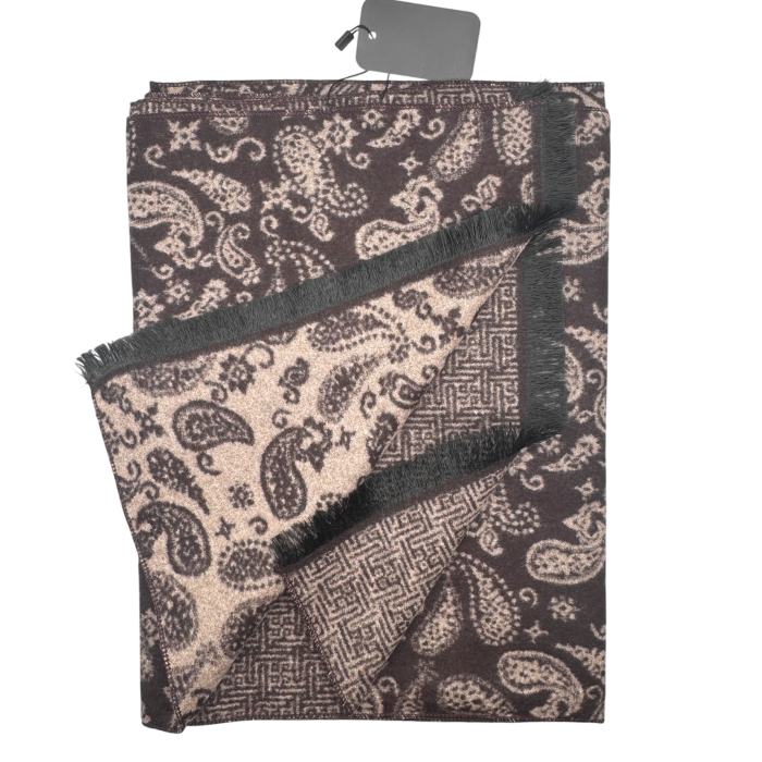 Esarfa barbati Cashmere MONTCLAIR reversibila maro cu bej [2]
