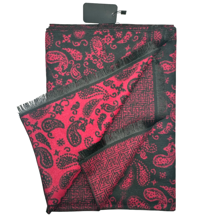 Esarfa barbati Cashmere MONTCLAIR reversibila negru si rosu [2]