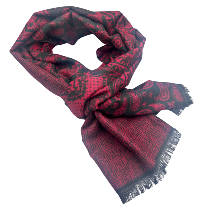 Esarfa barbati Cashmere MONTCLAIR reversibila negru si rosu [3]