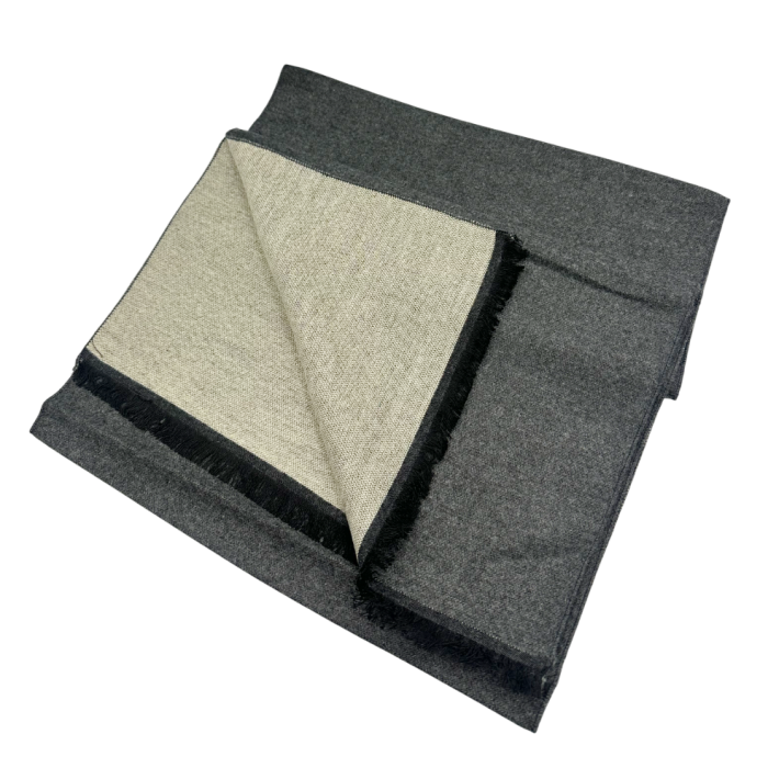 Esarfa barbati - Fular Cashmere NATHAN, Cu 2 fete, Gri/ Bej [2]