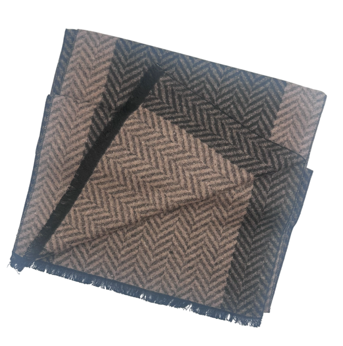 Fular bărbătesc elegant, bej-negru cu model discret – stil clasic [3]