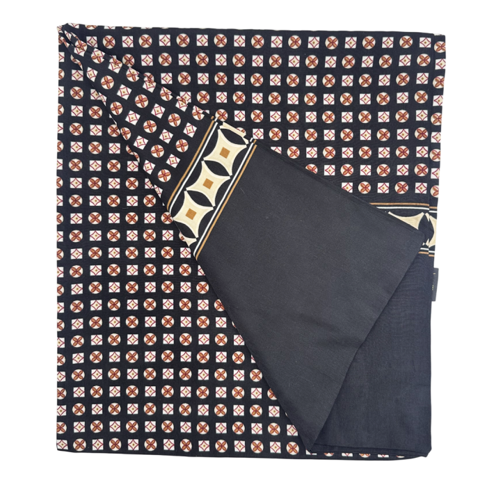 Esarfa barbati MILANO 28x130 cm - Neagra cu model geometric caramiziu [2]