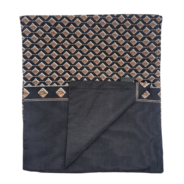 Esarfa barbati ROMA 28x130 cm - Neagra cu model geometric maro [2]