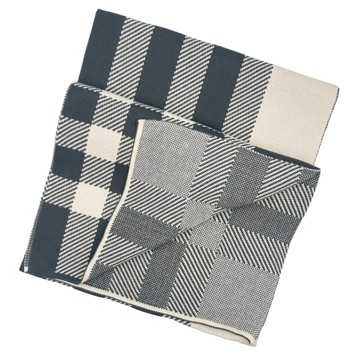 Esarfa barbati WINDSOR in carouri - Crem/ Gri - 30x190 cm [2]