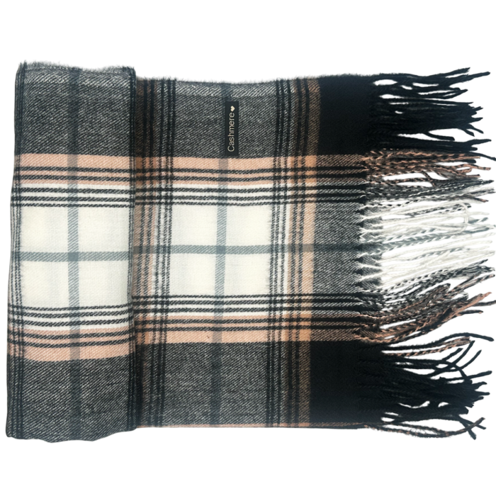 Esarfa Cashmere AUDREY, Negru/ Roz, 70x190cm [1]
