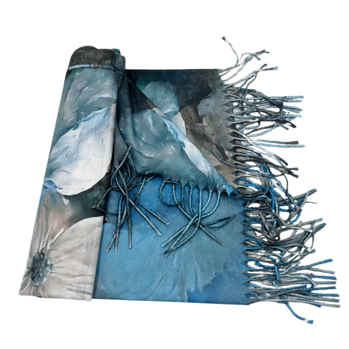 Esarfa Cashmere CAROLINE, Albastru/ Gri, 70x180cm [3]