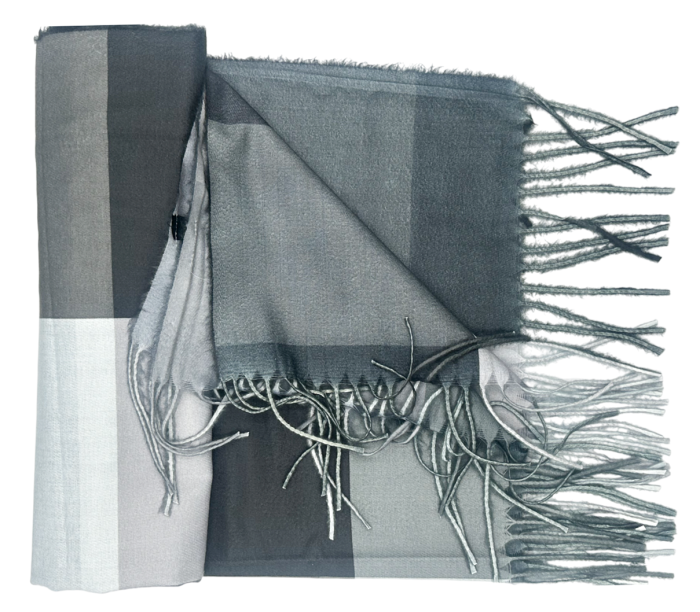 Esarfa cu franjuri Cashmere CLAIRE, Gri, 70x180cm [2]