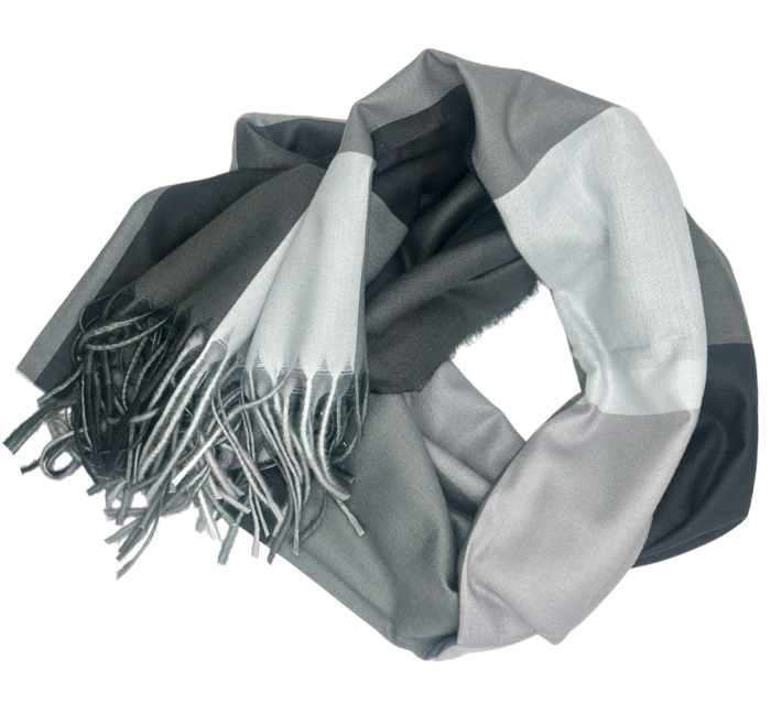 Esarfa cu franjuri Cashmere CLAIRE, Gri, 70x180cm [3]