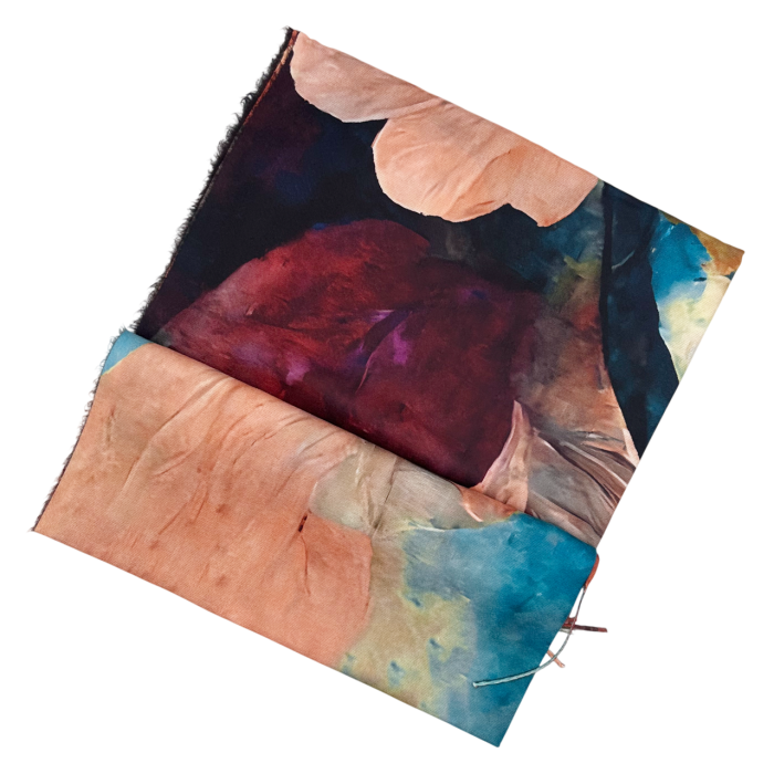 Esarfa Dama 70x180 cm cu Imprimeu Artistic Flori Turcoaz [6]