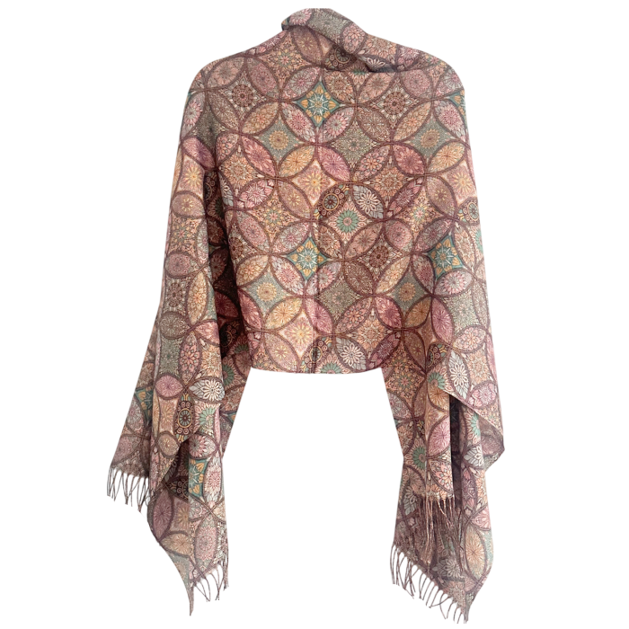Esarfa Cashmere MOSAIC - cu fir stralucitor - Maro [2]