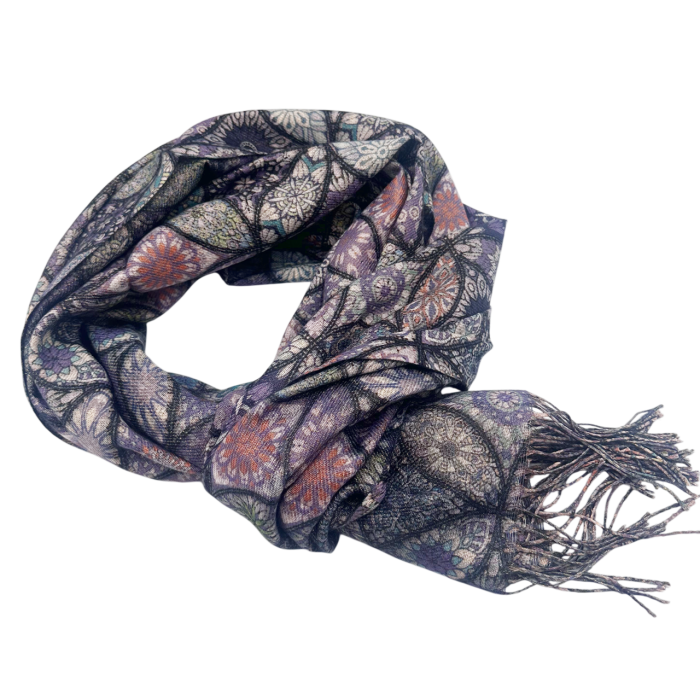 Esarfa Cashmere MOSAIC - cu fir stralucitor - Mov Multicolor [2]