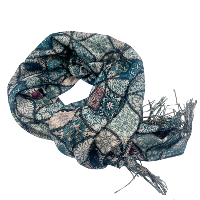 Esarfa Cashmere MOSAIC - cu fir stralucitor - Verde Multicolor [2]
