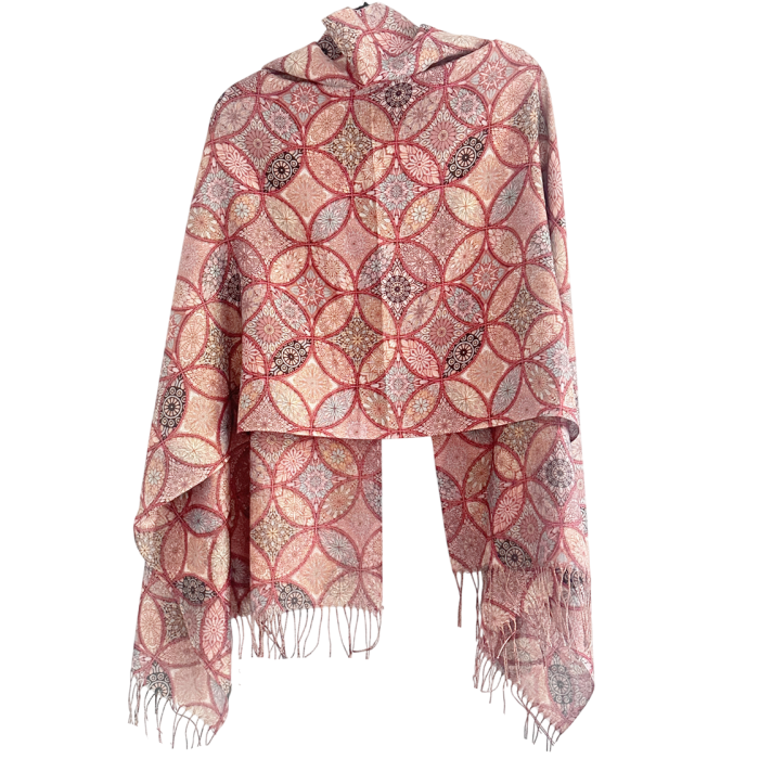 Esarfa Cashmere MOSAIC - cu fir stralucitor - Roz Multicolor [2]