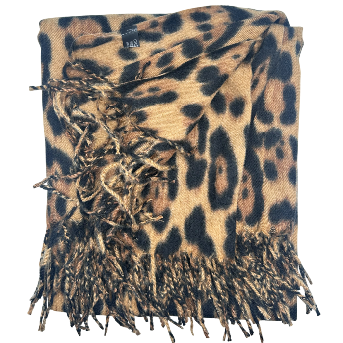 Esarfa Cashmere - Sal leopard Maro cu Negru, 100x100 cm [2]