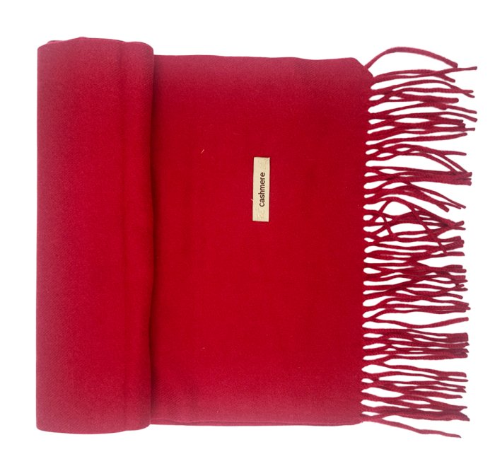 Esarfa ingusta cu franjuri Cashmere ROYAL, Rosu, 35x180cm [2]
