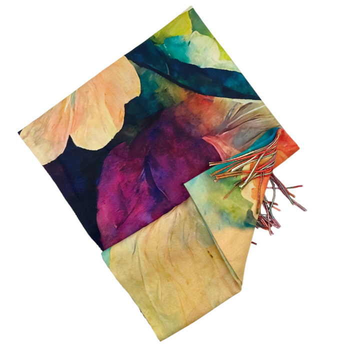 Esarfa Dama 70x180 cm cu Imprimeu Artistic Galben [3]