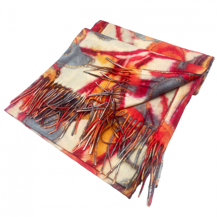 Esarfa Cashmere CAMERON, Rosu coral, 70x180cm [1]