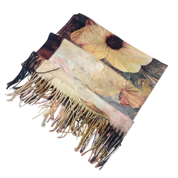 Esarfa cu 2 fete Cashmere CAROLINE, Maro Galben [4]