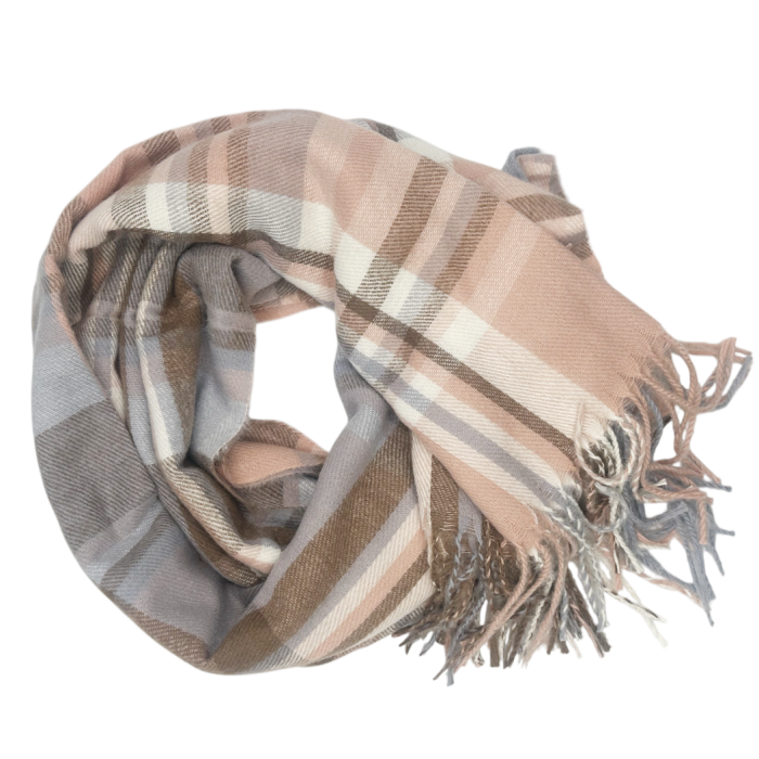 Esarfa cu 2 fete Cashmere CHECK, Roz/ Gri [2]