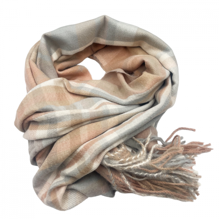 Esarfa Cashmere FEDERICA, Gri/ Roz maroniu, 60x185cm [3]
