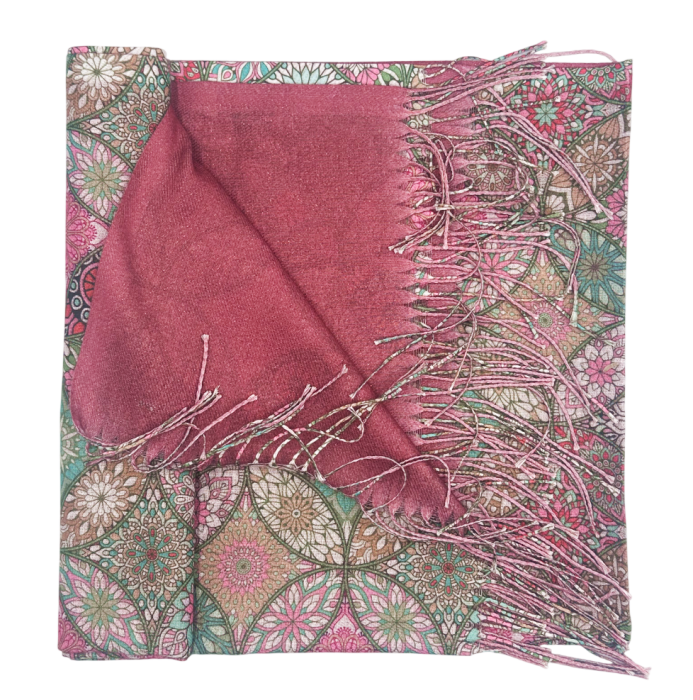 Esarfa cu 2 fete Cashmere MICHELLE, Roz, 70x180cm [2]