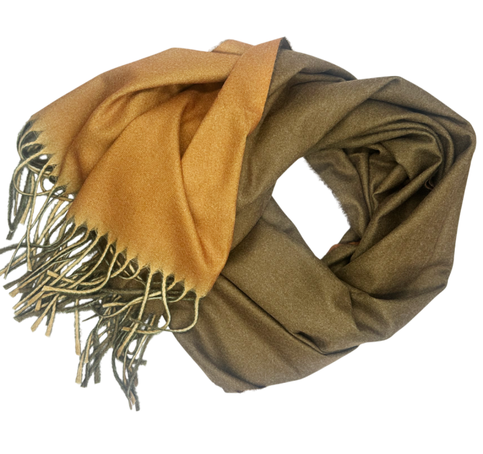 Esarfa cu 2 fete Cashmere VERONIQUE, Galben/ Verde. 70x180cm [1]