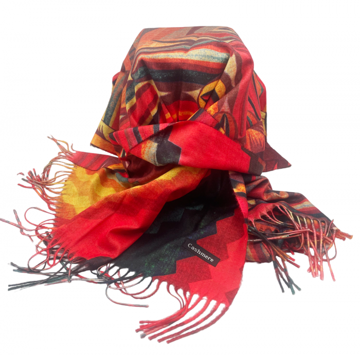 Esarfa cu 2 fete Cashmere ZIG-ZAG, Rosu coral [1]