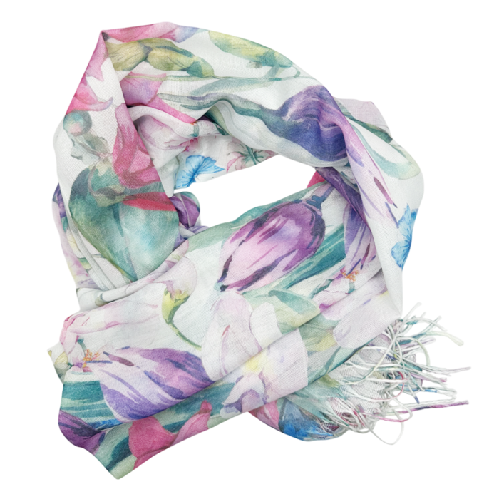 Esarfa cu flori CALISTA, Mov, 70x170cm [1]