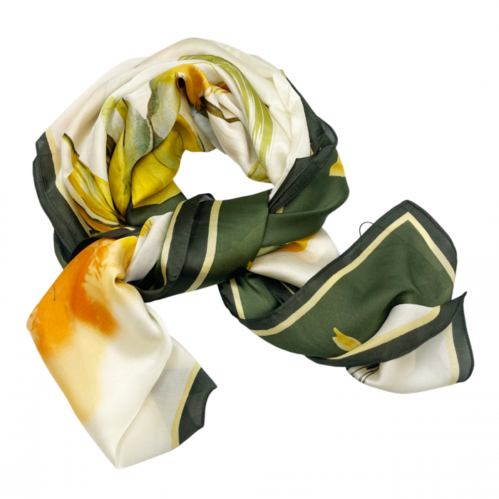 Esarfa cu flori CARMEN, Verde, 85x180cm [1]