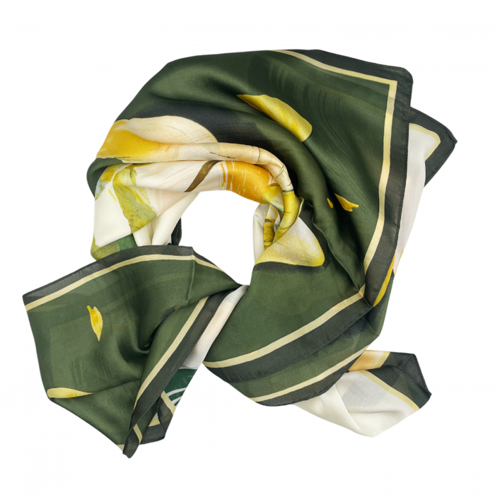 Esarfa cu flori CARMEN, Verde, 85x180cm [2]