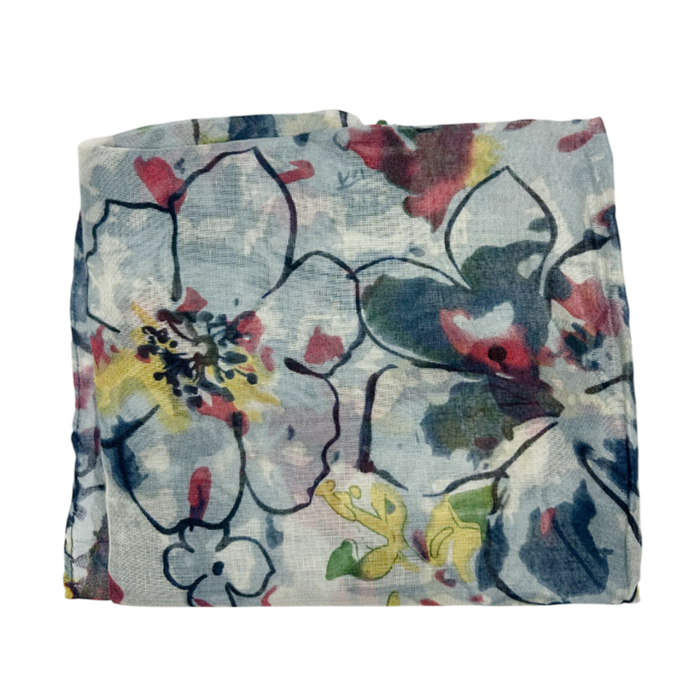 Esarfa cu flori KATHY, Albastru, 70x180cm [2]