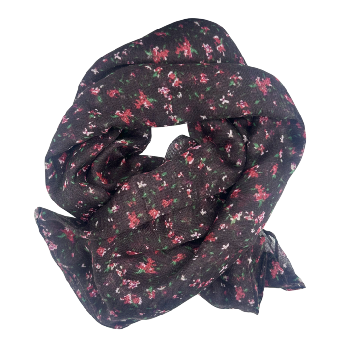 Esarfa maro-inchis cu floricele mici burgundy LUCILLE [2]