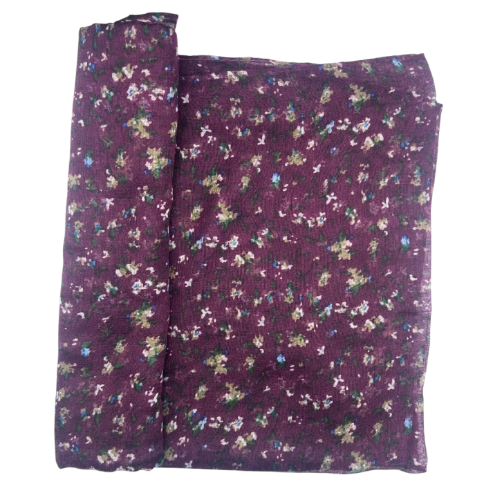 Esarfa mov-sangria cu floricele mici albe LUCILLE [2]