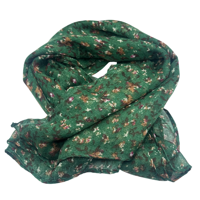 Esarfa verde cu flori maro LUCILLE [3]