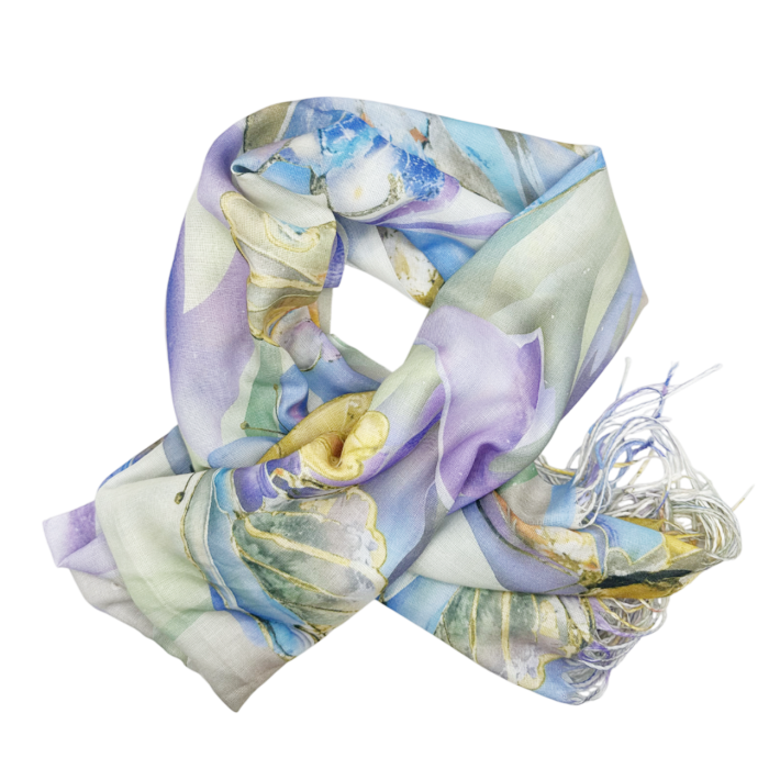 Esarfa cu fluturi CALISTA, Albastru, 70x170cm [1]
