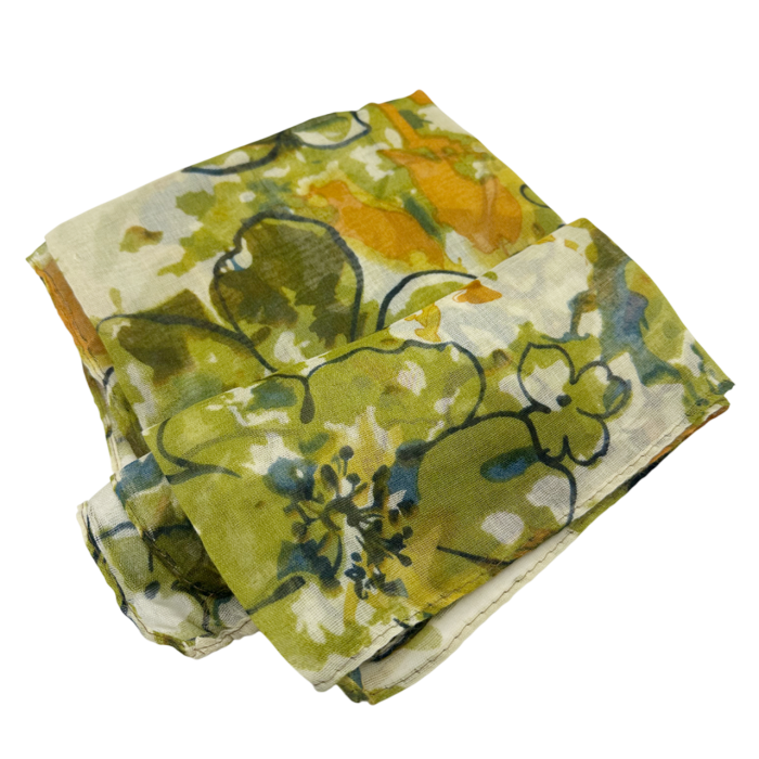 Esarfa cu flori KATHY, Verde, 70x180cm [2]