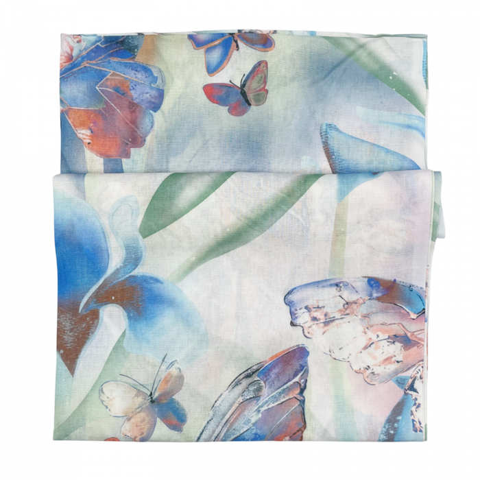 Esarfa cu fluturi CALISTA, Albastru, 70x170cm [3]