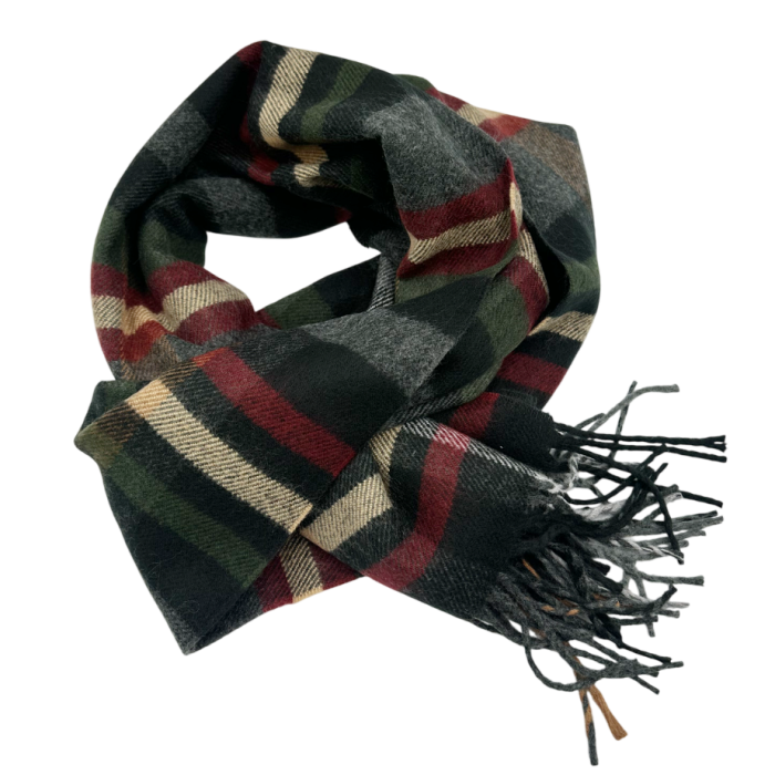Esarfa cu franjuri Cashmere ARTHUR - Model Carouri Bleumarin-Bordo [2]