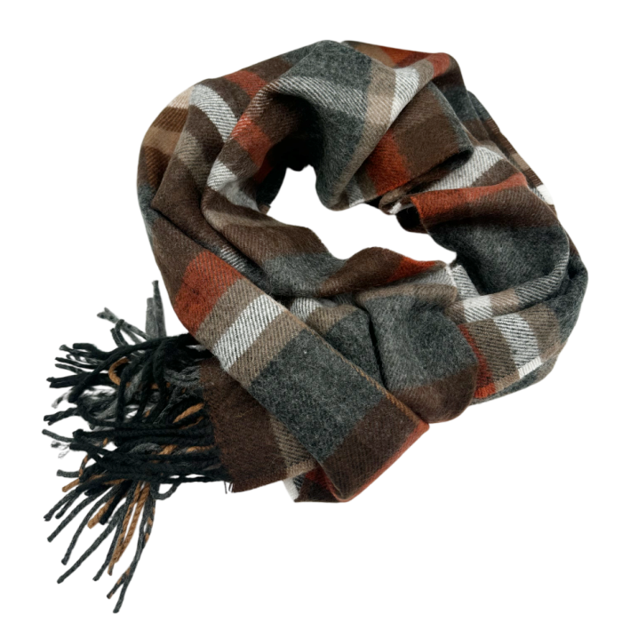 Esarfa cu franjuri ARTHUR - Model Carouri Maro-Caramiziu [2]