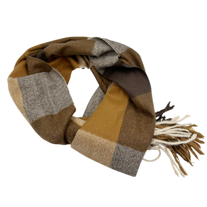 Esarfa cu franjuri Cashmere HARRY - Model Carouri Maro [2]