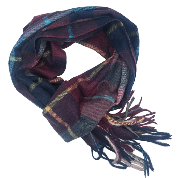 Esarfa cu franjuri Cashmere ROY - Model Carouri Bordo [2]