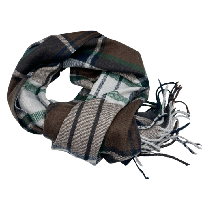 Esarfa cu franjuri Cashmere ROY - Model Carouri Maro-Verde [2]