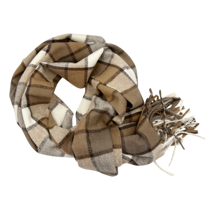 Esarfa cu franjuri Cashmere WILLIAM - Model Carouri Maro [2]