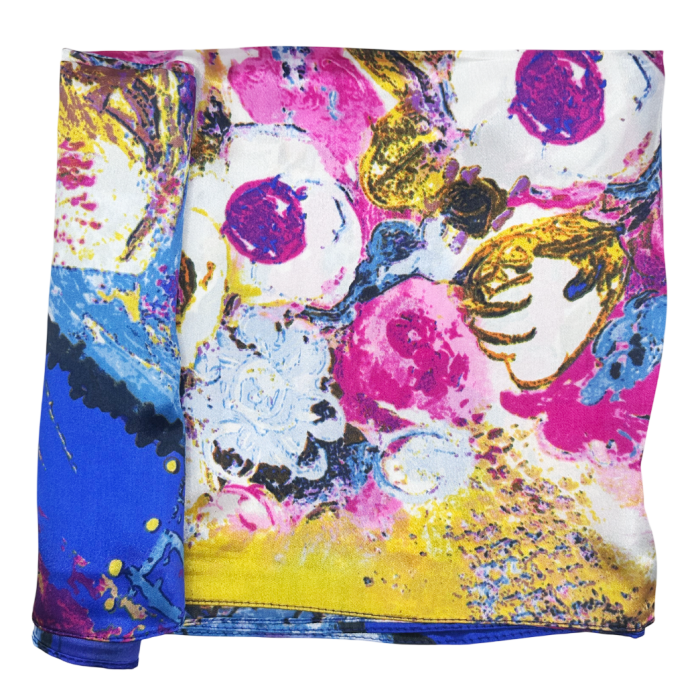 Esarfa dama ALEJANDRA albastra cu flori pictate [2]